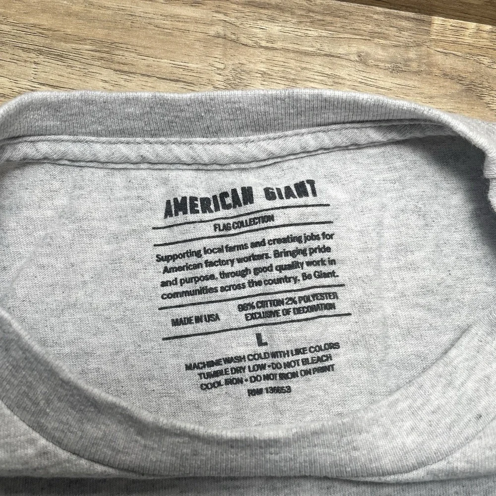 American Giant Mens Flag Collection American Made T-Shirt Heather Gray Large